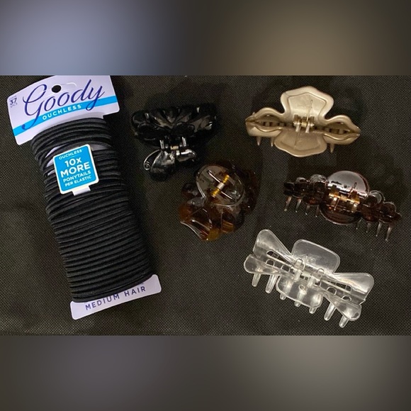 Lot of 6 Hair Claw Clip & Goody ouchless ponytail bands- never used - Picture 1 of 14